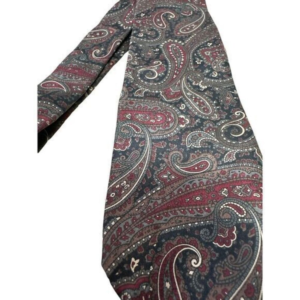 Harve Bernard‎ Silk Tie Men's Paisley Burgundy Blue Dressy Casual Business